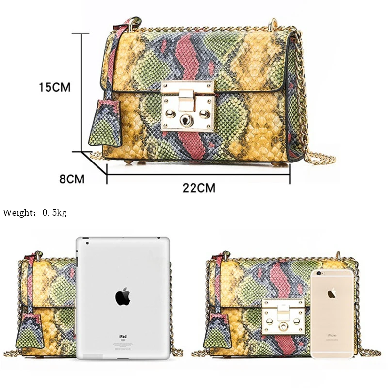 XMESSUN змея сумка Для женщин Мода сумка Малый Цепной Crossbody сумка из змеиной кожи Кроссбоди сумка F198
