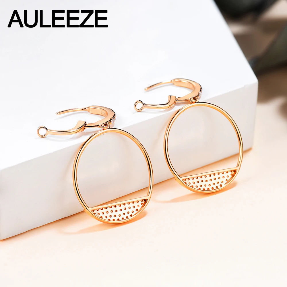 AULEEZE Настоящее 14K розовое золото Moissanite алмазные висячие серьги модная