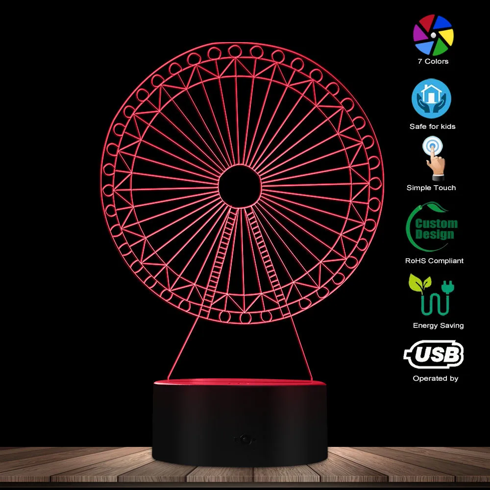 Sky Wheel Оптическая иллюзия ночник 3D карусель с подсветкой декоративное