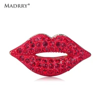 madrry pretty lips shape brooches red crystal gold color jewelry brooch women girls suit dress scarf bag pin accessories gifts