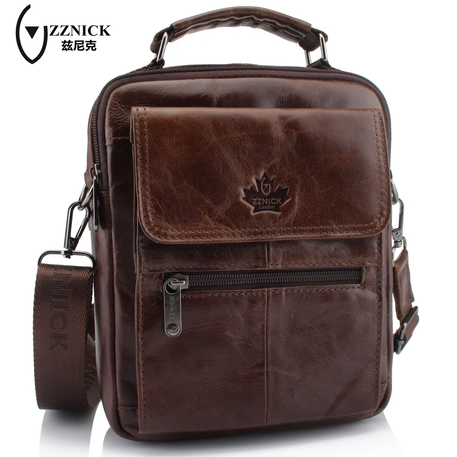 ZZNICK Genuine Leather Shoulder Bags Fashion Men Messenger Bag Small ipad Male Tote Vintage New Crossbody Men's Handbags |