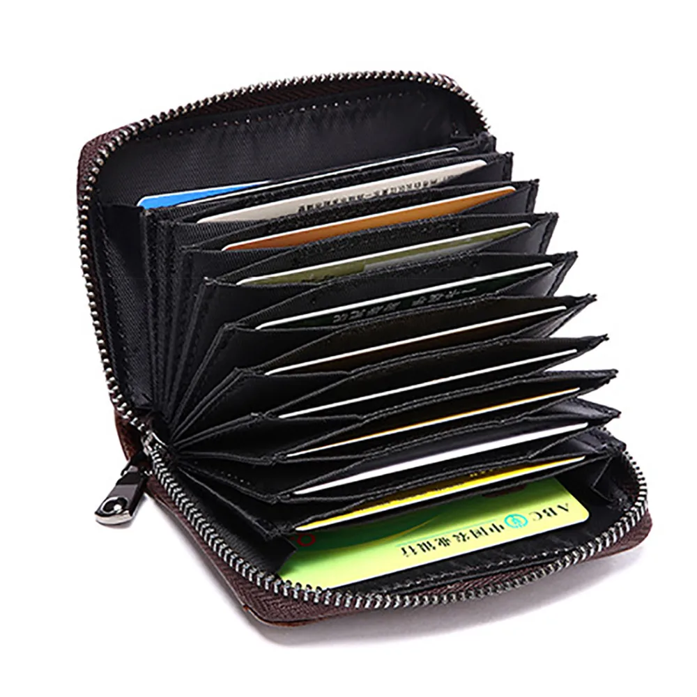 Двухскладной кошелек из вощеной воловьей кожи Винтажный Мужской клатч на молнии