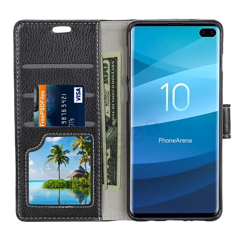Phone Case For Samsung Galaxy S10 Plus Flip Wallet PU Leather Protective Holster Coque Cover | Мобильные телефоны и