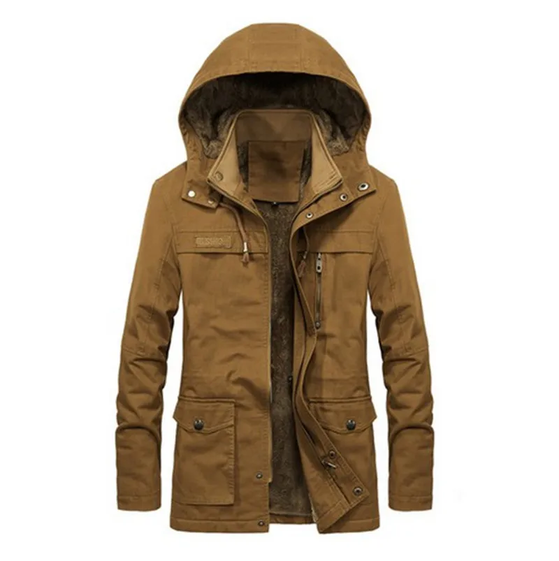 Осенне-зимнее пальто, Новое мужское в дополнение к бархатной куртке, повседневное мужское длинное пальто с эффектом потертости, куртка с капюшоном, большие размеры M-4XL 5XL