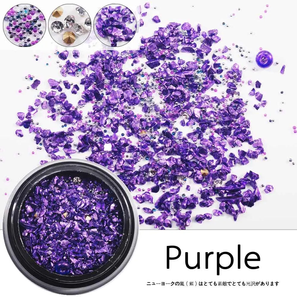 006 purple Нью-Йорк шторм 6 стилей щебень неправильные маленькие бусины для ногтей 3D дизайн ногтей Diy Дизайн Маникюр украшения в коробке аксессуары - Цвет: 006 purple