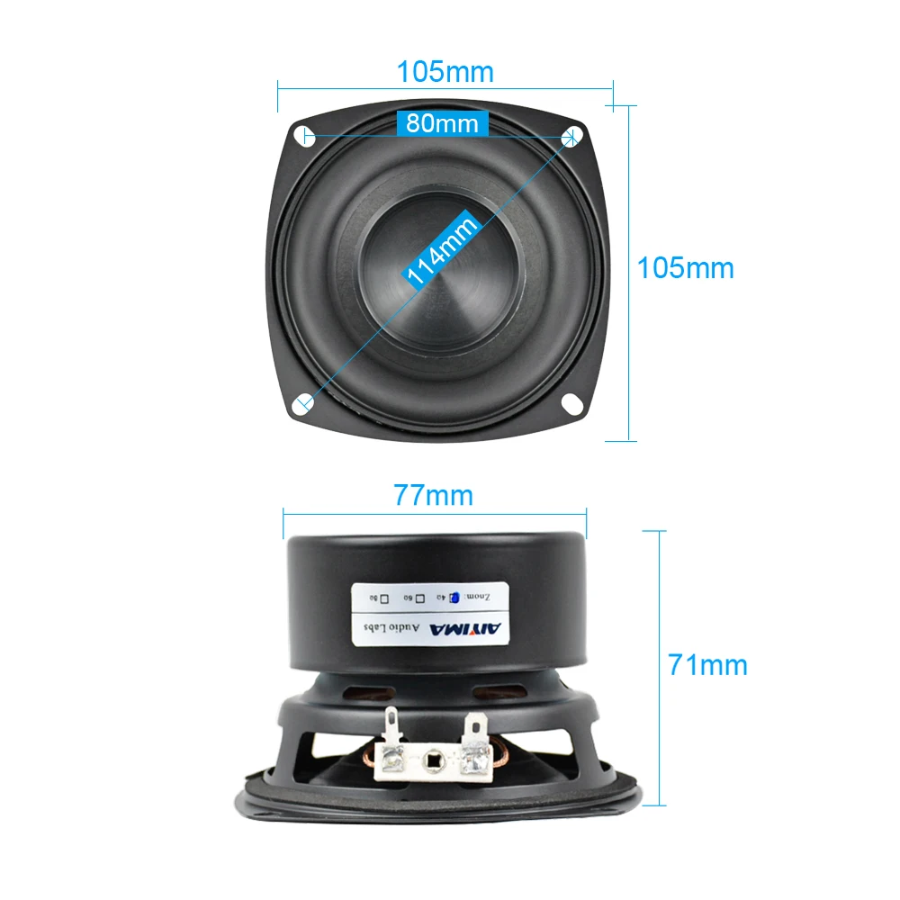 AIYIMA 1Pc 4Inch 40W Audio Speaker 4/8 Ohm Full Range Bass Speakers Altavoz Portatil Woofer Hifi Stereo Loudspeakers DIY - купить по