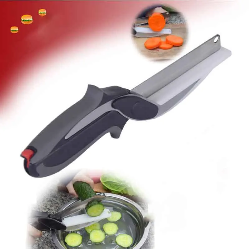 Smart Multi-Function Clever Scissors Cutter 2 in 1 Cutting Board utility cutter Stainless Steel Ourdoor Vegetable Knife | Дом и сад