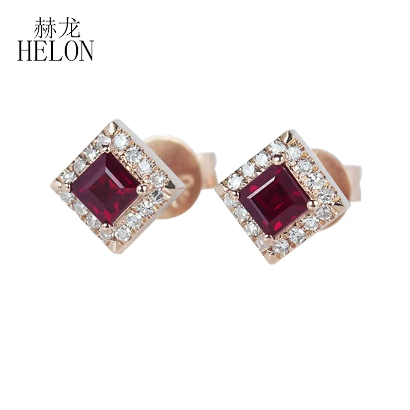 Женские серьги-гвоздики с натуральным Рубином однотонные серьги из розового