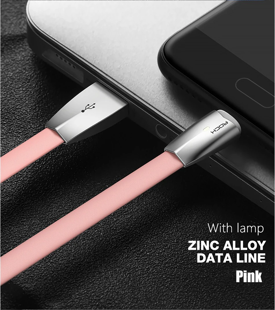 ROCK 2A 3D светодиодный светильник Micro USB кабель цинковый сплав светодиодный Кабель Microusb для samsung Htc кабель быстрой зарядки для Xiaomi huawei