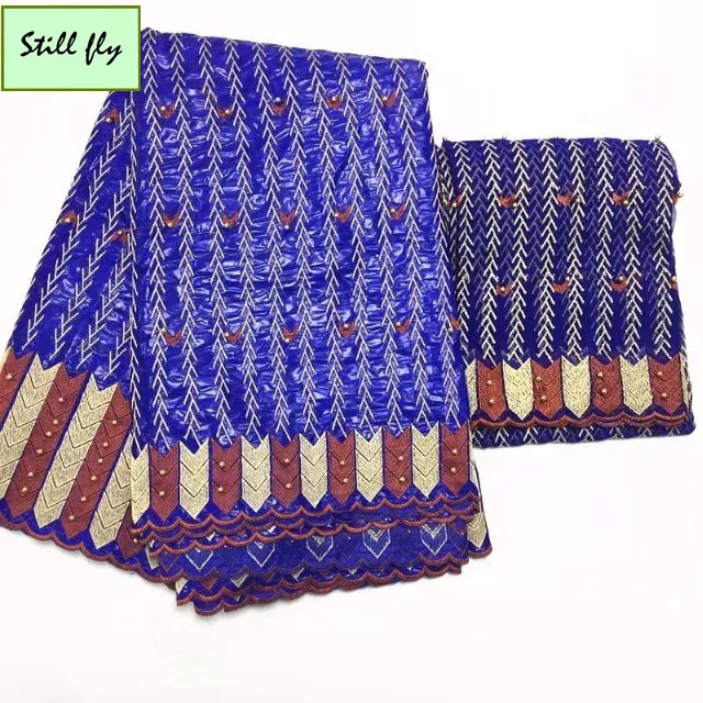 Желтый и синий базин богатая ткань с бусинами Высокое качество вышитые кружева