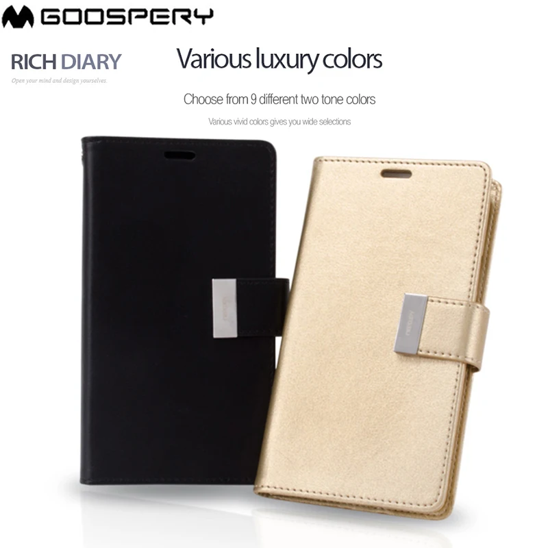 Mercury GOOSPERY богатый Дневник кошелек чехол три раза для samsung Galaxy Note 8 9 10 S5 S6 S7 Edge 5 8 S8 S9 S10 Plus