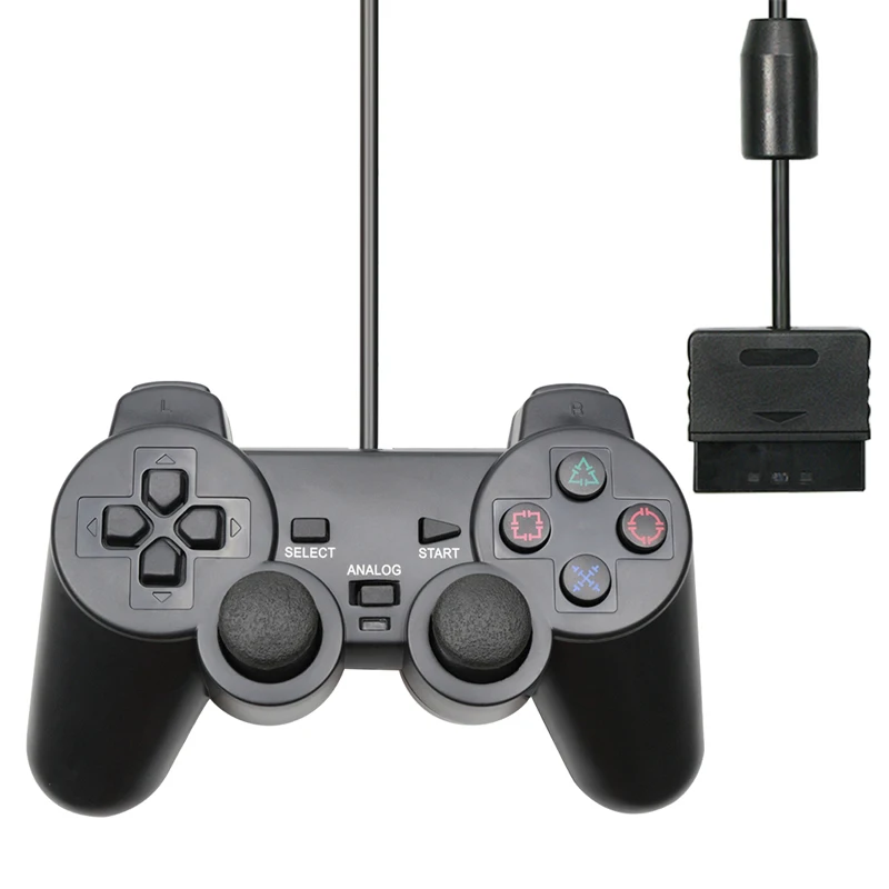 Проводной контроллер для PS2 геймпад джойстик Джойстик контроллер для playstation 2 - Цвет: Black