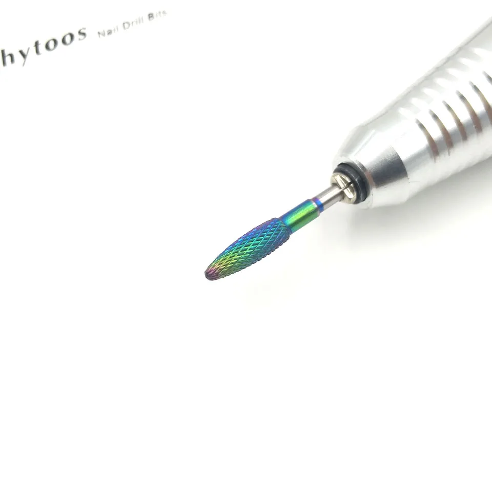 Фреза HYTOOS Радужная из карбида вольфрама фреза для ногтей вращающаяся 3/32 дюйма
