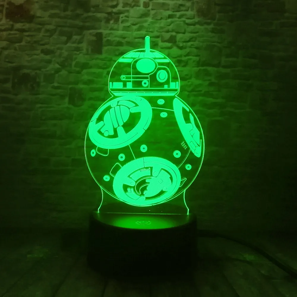 Звездные войны BB-8 шар Робот 3D СВЕТОДИОДНЫЙ Ночник светильник красочный градиент