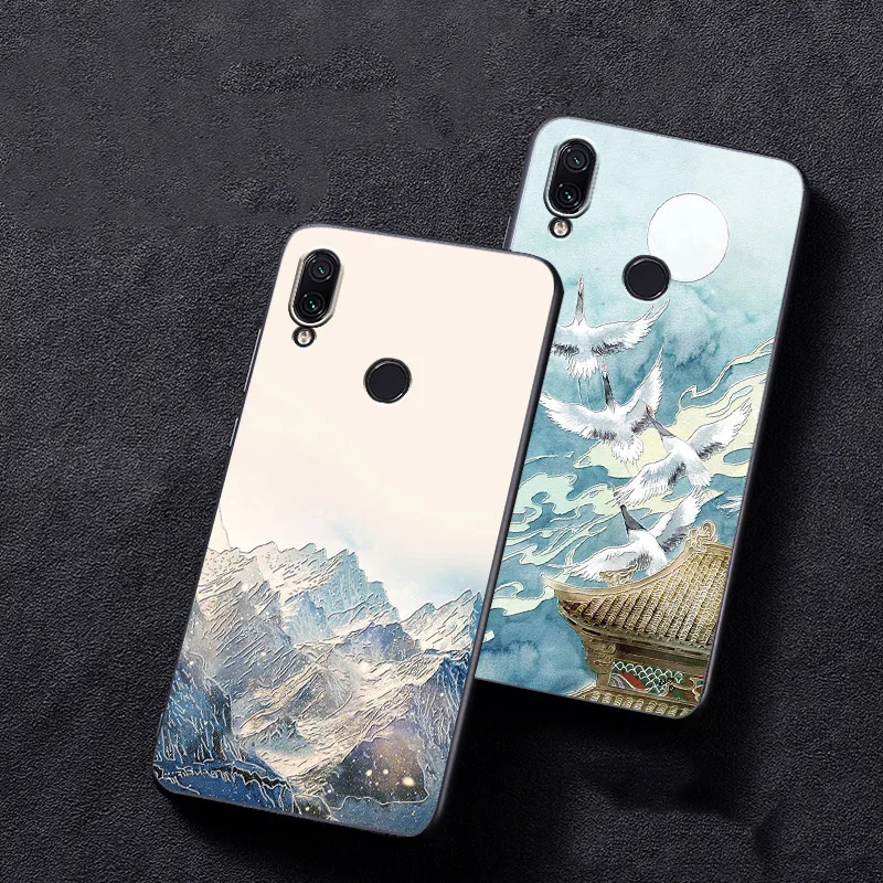 Рельефный Винтажный чехол в китайском и японском стиле для XIAOMI Redmi note 7 note7 note7pro с