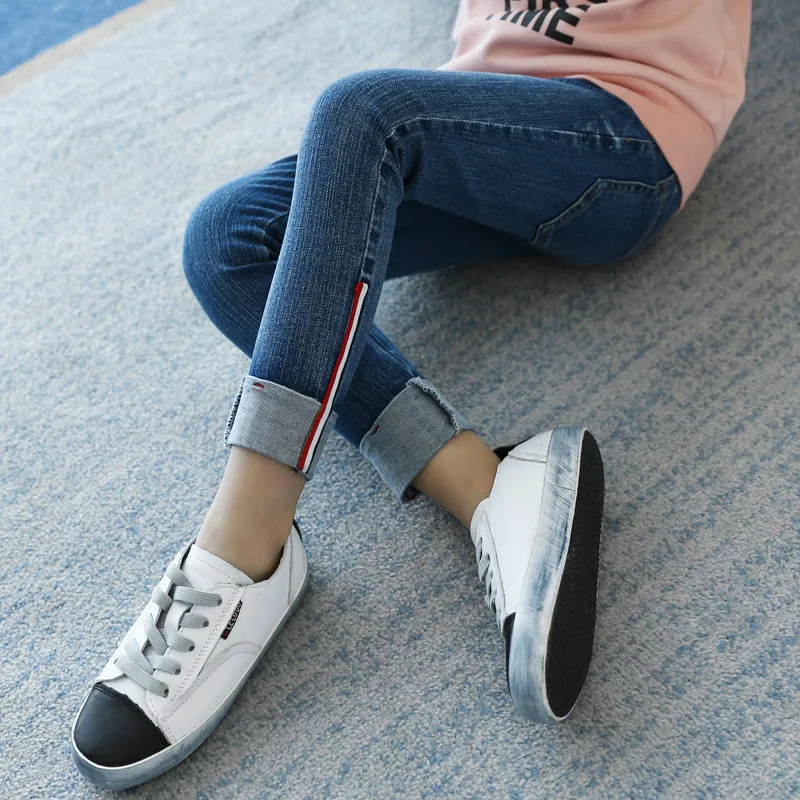 Джинсы для девочек эластичные демисезонный повседневные узкие брюки подростков