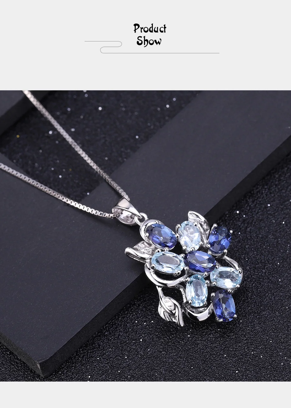 GEM'S BALLET 2.4Ct натуральный голубой топаз Мистический Кварц 925 пробы Серебряный Драгоценный камень кулон ожерелье для женщин ювелирные изделия