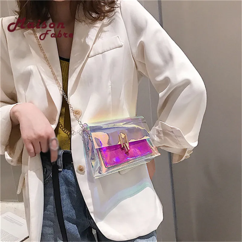 Women Laser Crossbody Bag Messenger Shoulder PVC Jelly Small Tote Bags Holographic Lady Torebka damska|Сумки с ручками| |