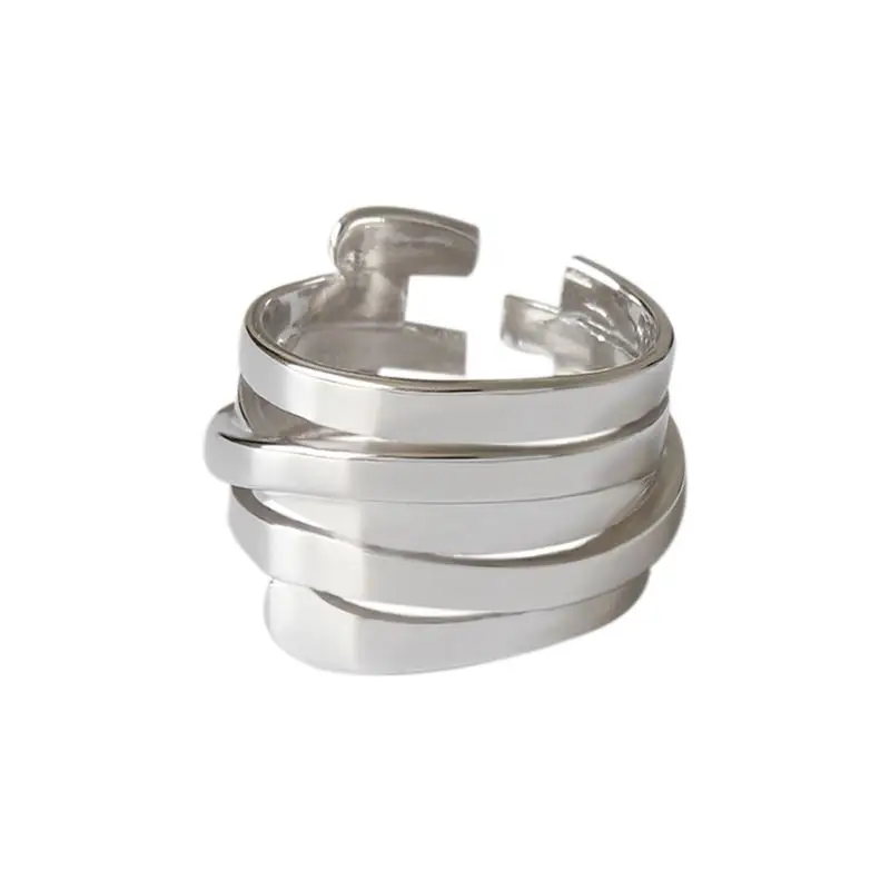 Винтажные Многослойные Асимметричные кольца серебряного цвета для женщин