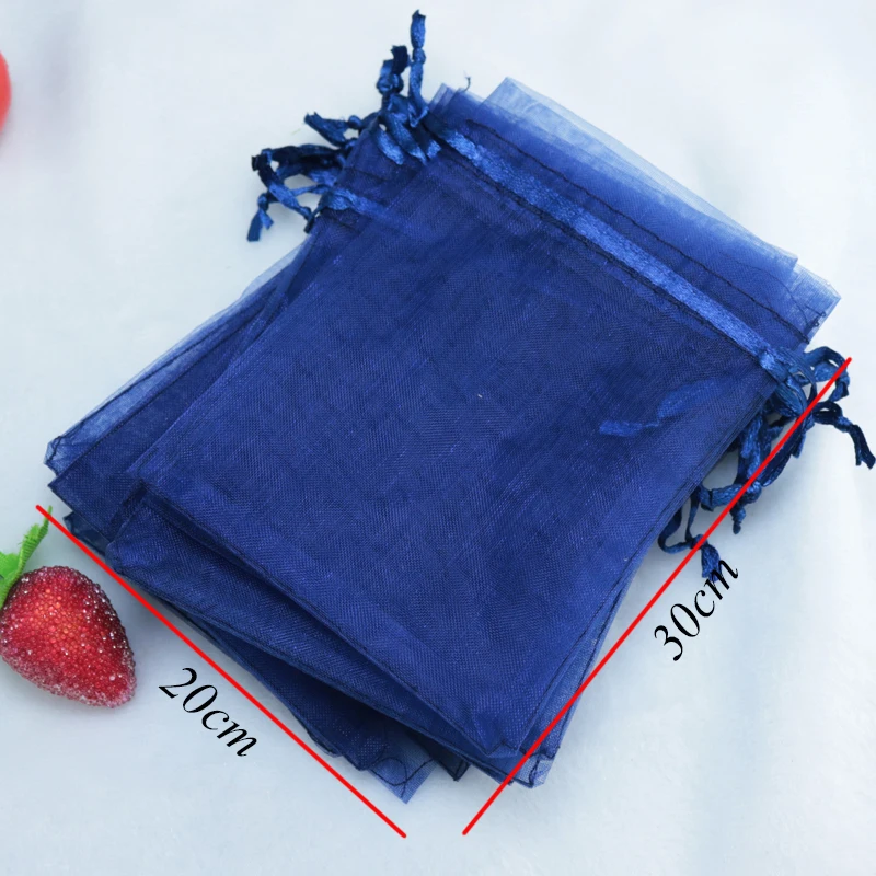 

Wholesale 200pcs/lot 20x30cm Navy Organza Bags Big Boutique Jewelry Cosmetics Packaging Bags Party Favors Drawstring Gift Bag