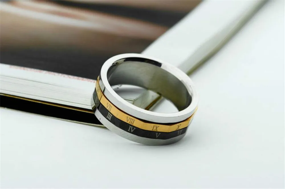 Mimeng Roman Numerals Titanium Rings for Men Personality Stainless Steel Can Be Turn Around | Украшения и аксессуары