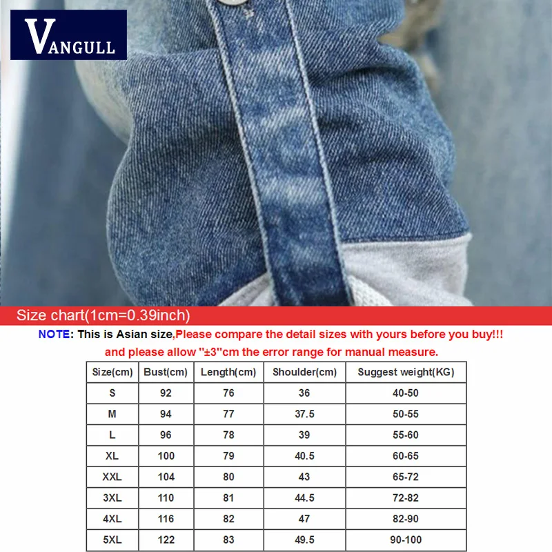 Vangull Большой Размер 4XL 5XL Женская джинсовая куртка длинная джинсовая куртка Пальто повседневные потертые Женские базовые куртки верхняя одежда нового размера плюс