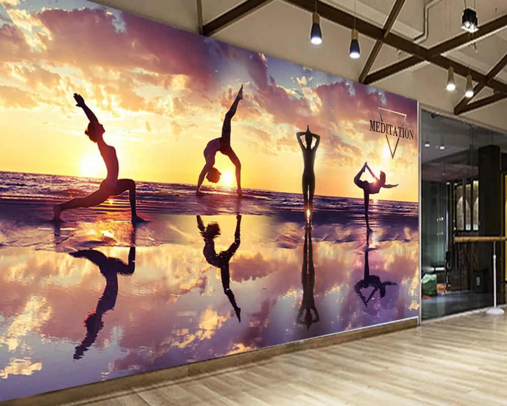 

Free Shipping Custom 3D Photo Wallpaper Yoga Culture Wall Fitness Club Wall Decoration Wall Wallpaper Mural Dance Room Wallpaper