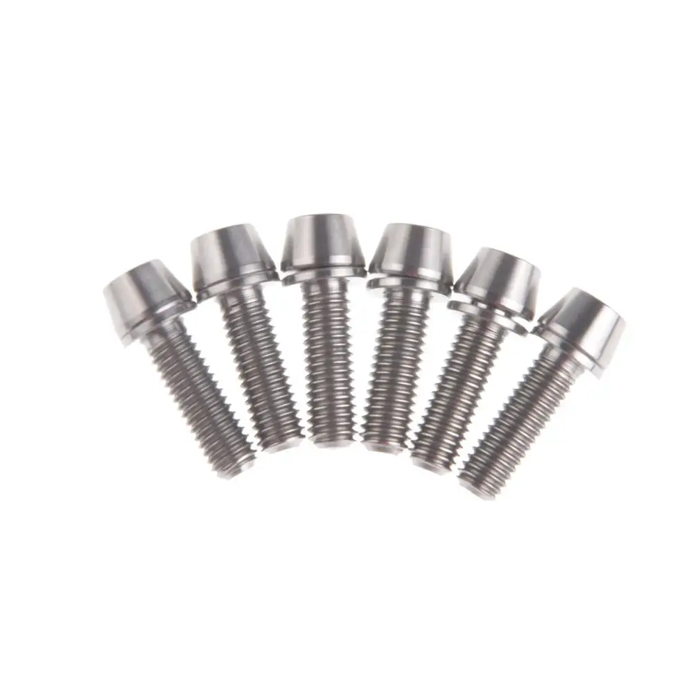 Wanyifa 6 шт. M5* 18 мм M5x18mm Ti Титан велосипедный вынос руля болт для горного велосипеда Сверхлегкий вынос руля винт с шайбой прокладка - Цвет: Normal