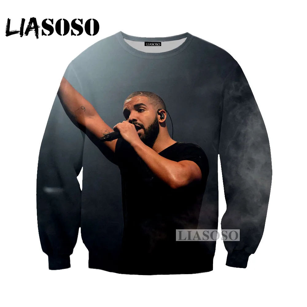 LIASOSO новый рэп мужчины Дрейк и женщины толстовки 3D печать мода с длинным рукавом