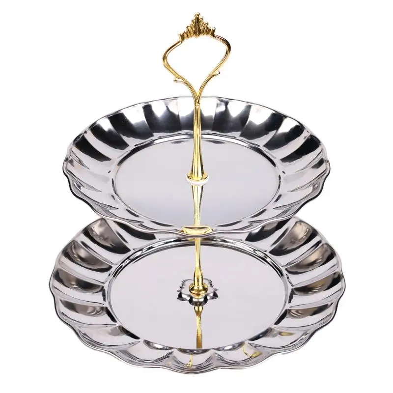 2 3 Уровня Фрукты Торты Десерты Плиты Стенд Золотой Цвет Пластин Из Нержавеющей