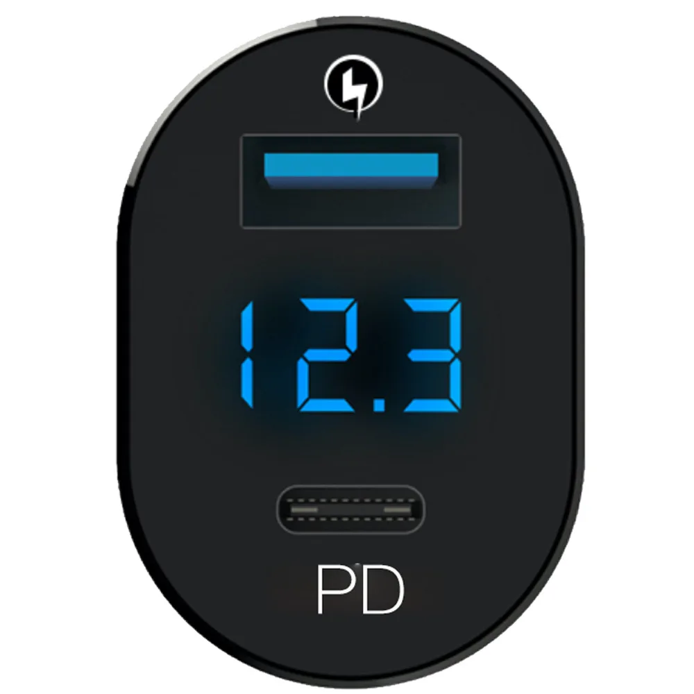 Дисплей PD автомобильное зарядное устройство двойной порт QC3.0 универсальное