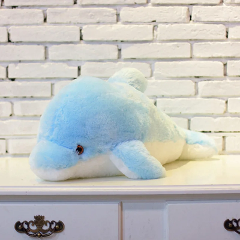 blue-70cm 1 шт. 45/70 см творческий световой плюшевые Дельфин Кукла светящийся светодиодный осветительный прибор плюшевые игрушки красочные кукольные подушки для детей детский подарок - Цвет: blue-70cm