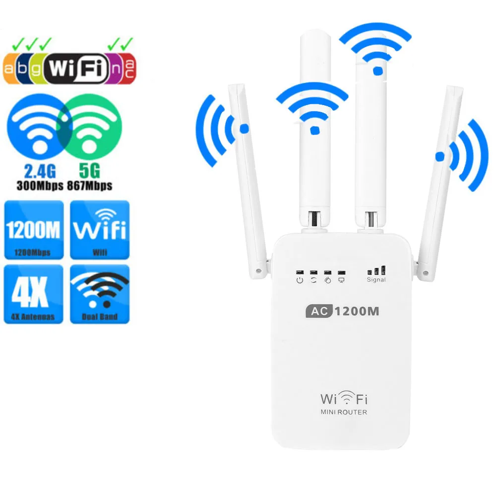VOBERRY 1200 Мбит/с двухчастотный 2 4/5g беспроводной расширитель диапазона Wi-Fi релейный