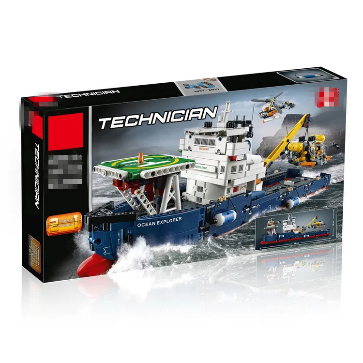 Подлинный технический набор, совместимый Technic, город спасателей, поисковый корабль, набор строительных блоков, кирпичи, детские игрушки