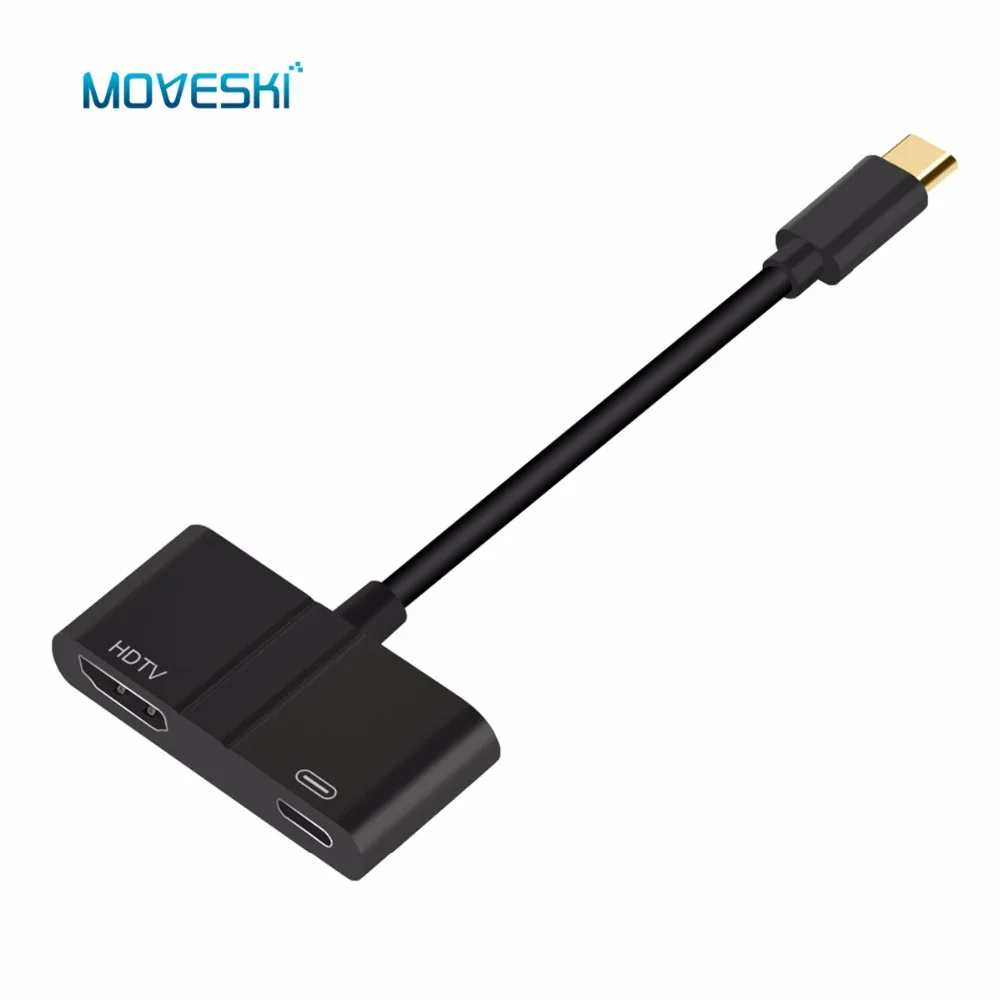 Moveski 9592A USB C AV Aadapter 60W Type 4K UHD HDMI PD зарядный порт совместимый с серией MacBook Plug &