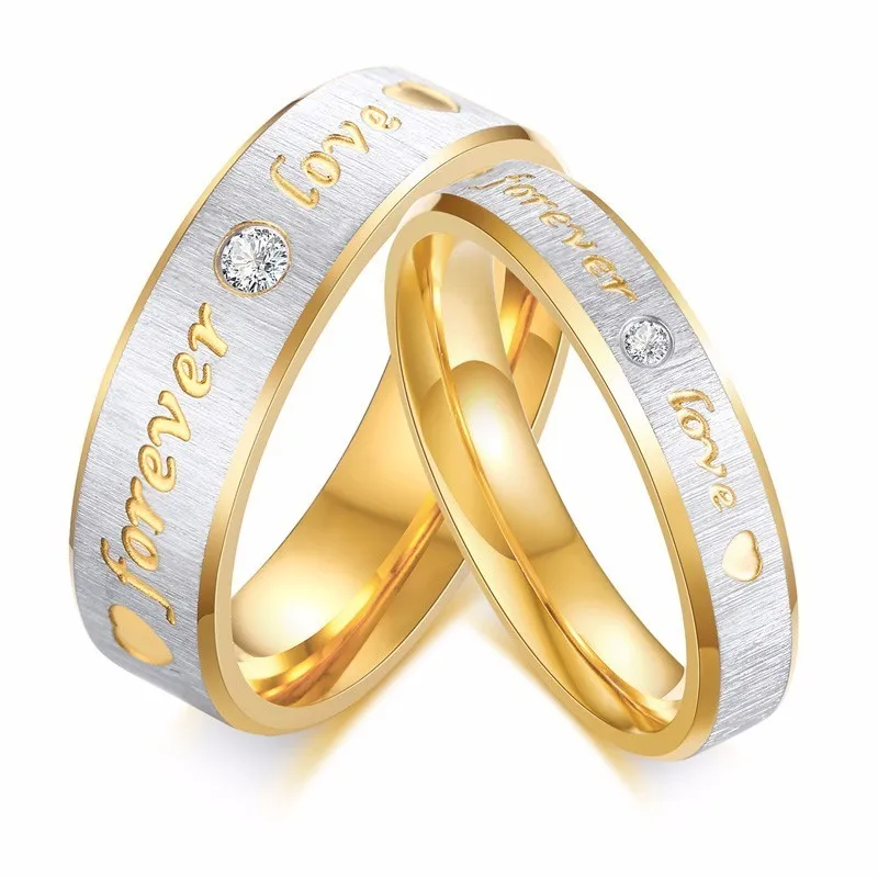 Мужское свадебное кольцо из нержавеющей стали Forever Love с фианитом 6 мм|Обручальные