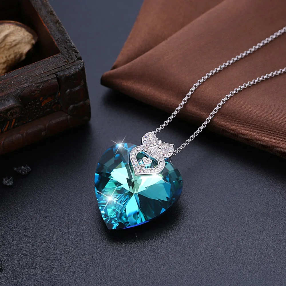 Женское ожерелье с подвеской в виде сердца LEKANI роскошное кристаллами Swarovski