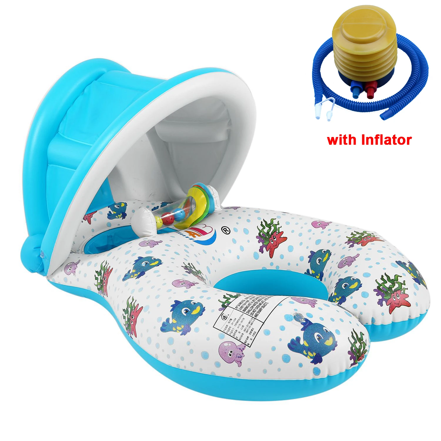 

Shade Safe Soft Inflatable Mother&Baby Swim Float Boat Ring Kids Seat Double Person Swimming Pool Water Fun Toys Outdoor Sport