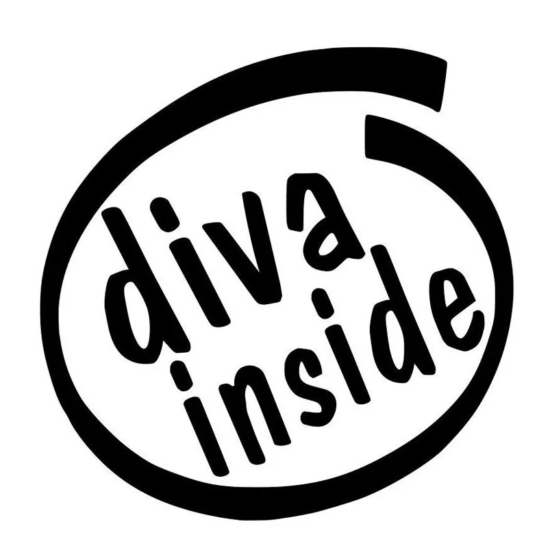 Забавная черная/Серебристая виниловая наклейка с изображением дивы 15x15 см