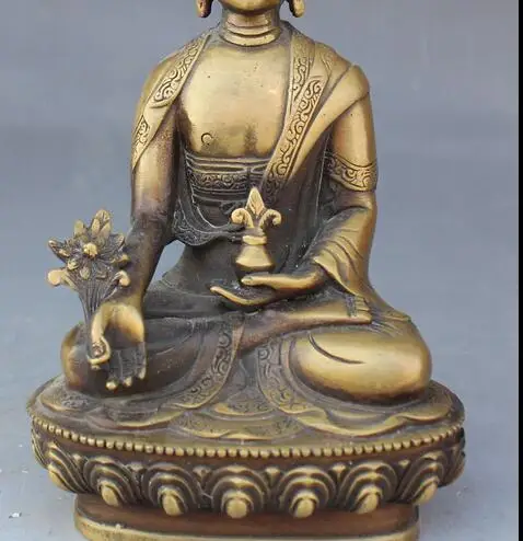 8 &quotТибет Буддизм Бронзовый Сиденья Лотоса Медицина Медицинский Шакьямуни