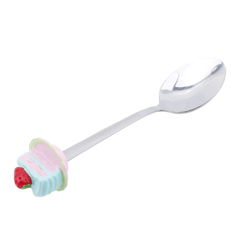 Милая столовая ложка из нержавеющей стали с Кремовым клубничным топом десертная
