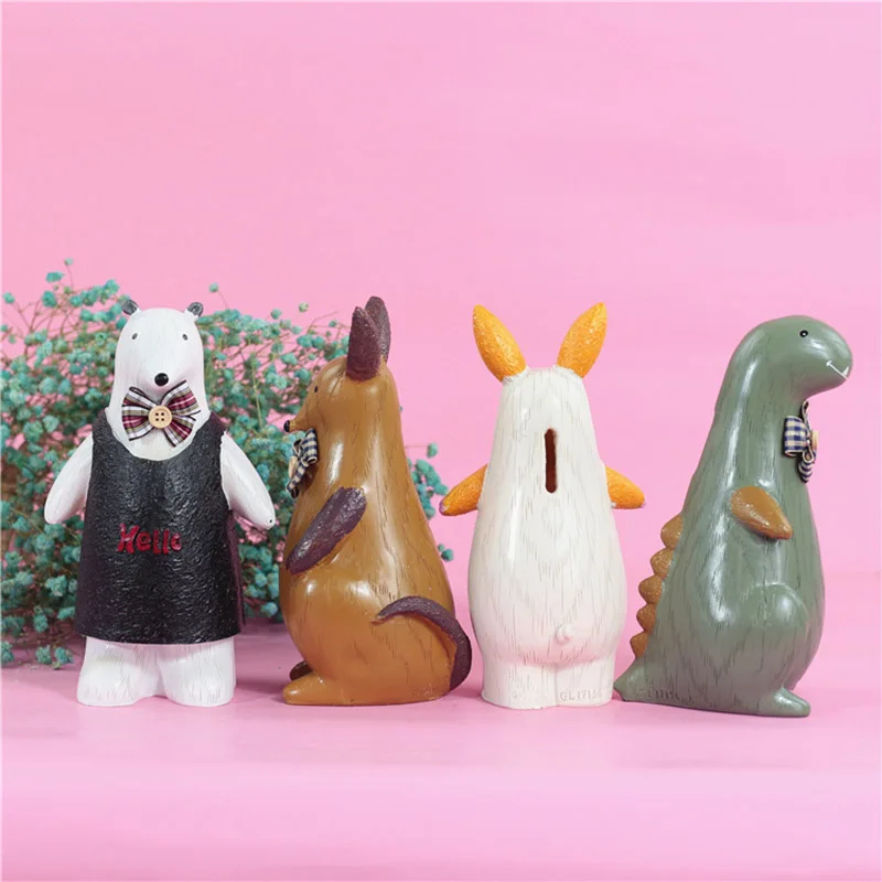 Zakka Creative Cartoon Animal Piggy Bank Resin Craft Money Box New Year'S Gift Coin Household Living Room Desktop Decoration | Дом и сад