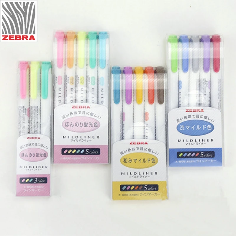 Zebra MildLiner хайлайтер WKT7 маркер двусторонний круглый носок/скошенный 3/5 цветов