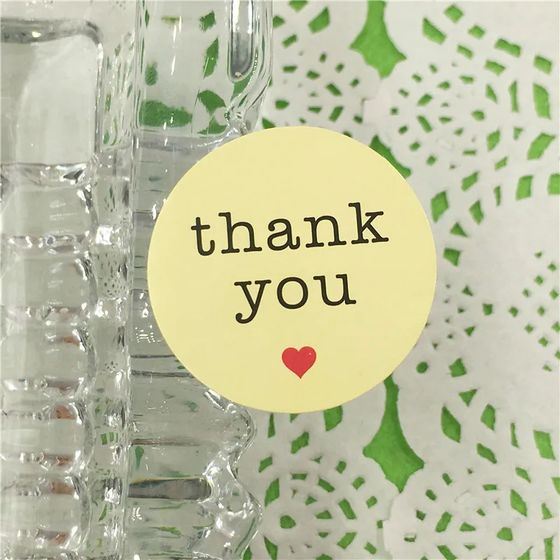 Yellow Sticker Self-adhesive Thank You Gift stickers for Wedding Packing Labels Sealing Round Trendy Stickers 500Pcs/Lot | Украшения и