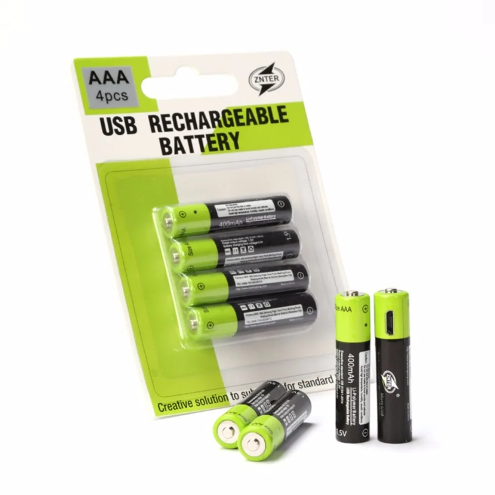 ZNTER 2/4 шт AAA Батарея 600mAh Mirco USB аккумуляторная батарея 1 5 V пульт дистанционного - Фото №1