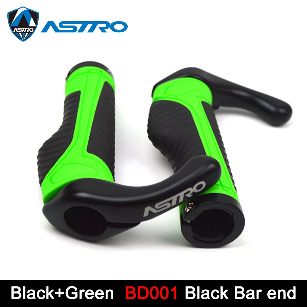 Green BD001 Black Astro руль для велосипеда, рукоятка для велосипеда, велосипедная рукоятка, прочная нескользящая резина, аксессуары для горного велосипеда, запчасти для велосипеда, 1 пара - Цвет: Green BD001 Black