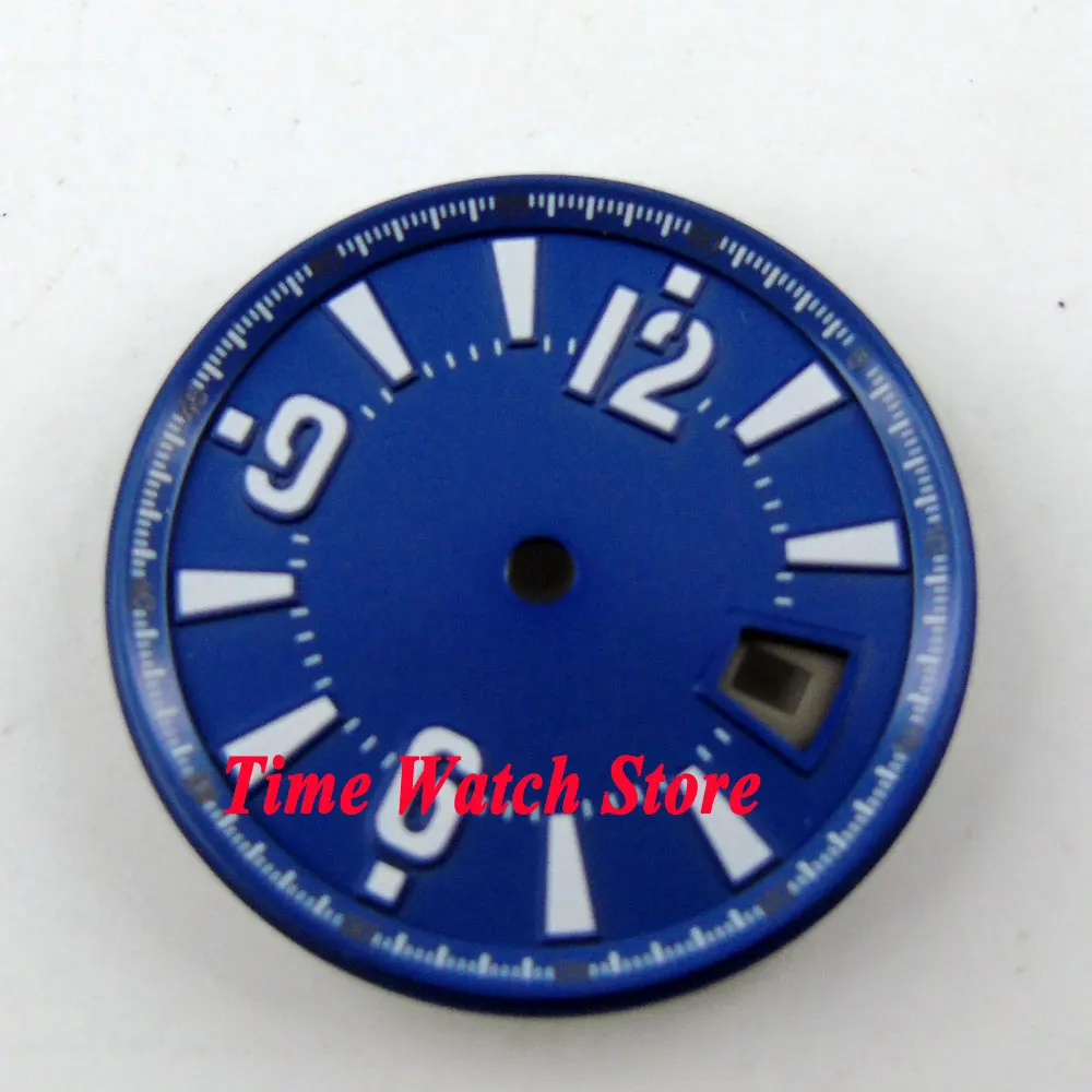 31 5 мм синий циферблат белые отметки Дата окно часы для ETA 2836 Mingzhu 2813 4813 механизм