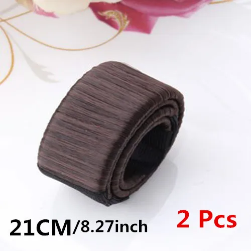 dark brown М мизм 2 шт 21 см/8,27 дюйма Волшебная булочка французский шиньон шар изгиб гибкий парик резинки для волос аксессуары для волос блюдо для женщин - Цвет: dark brown