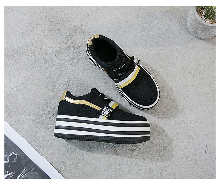 SWYIVY/парусиновая обувь на липучке; женские кроссовки; коллекция года; Модные осенние кроссовки на платформе; Новинка; женская обувь; однотонная обувь на танкетке для женщин