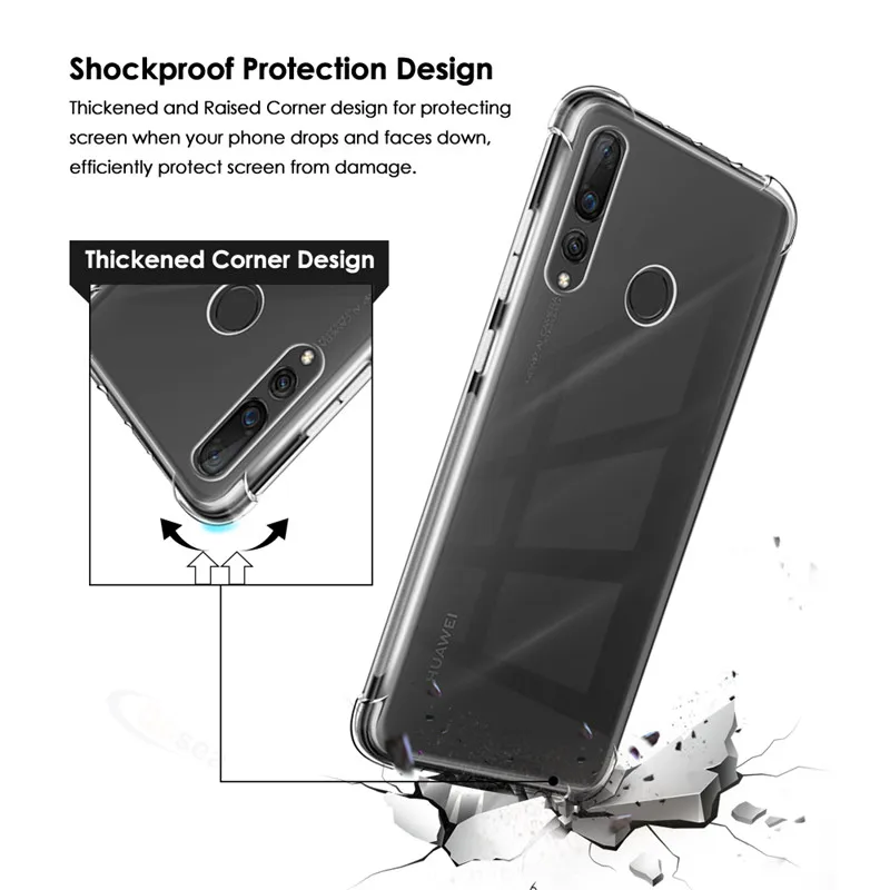 Qosea чехол для huawei Y6 Y7 2019 ультратонкий прозрачный тонкий силиконовый мягкий бант